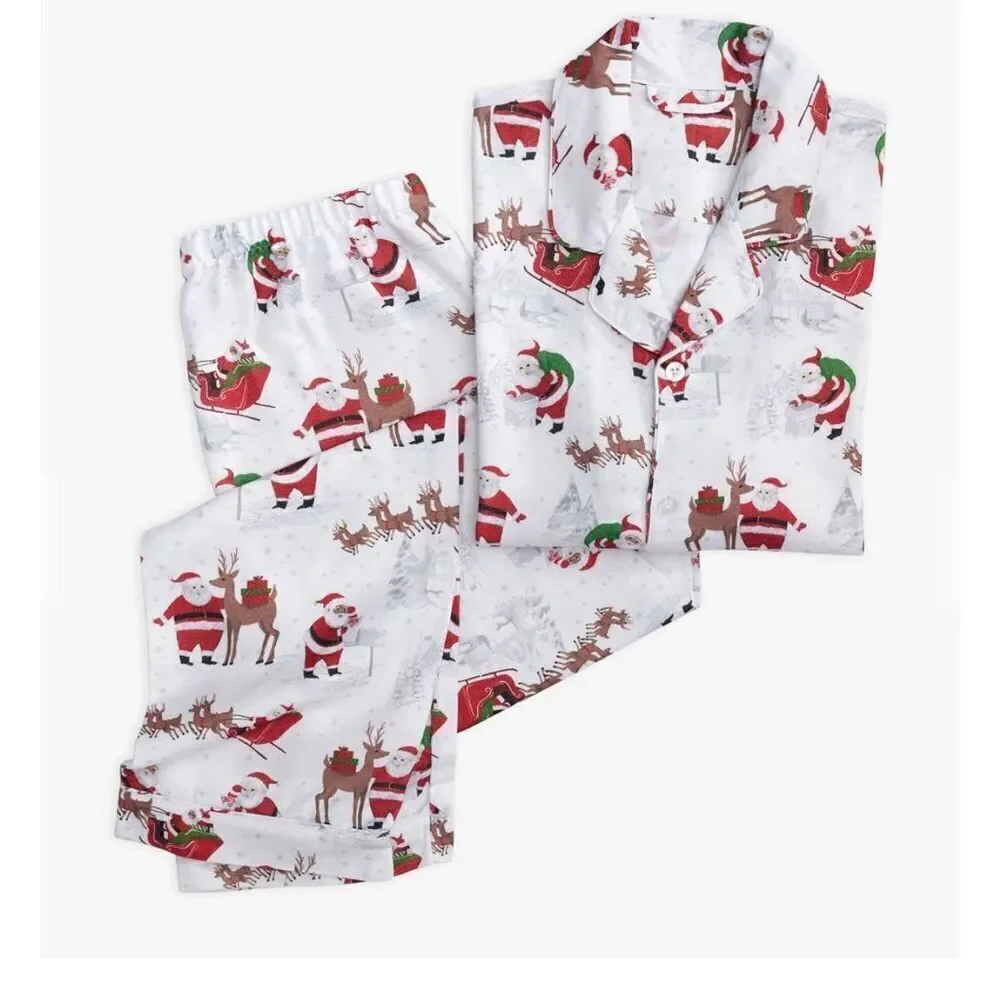 Pottery Barn Kids Heritage Santa Flannel Kids Pajama Set 4-T